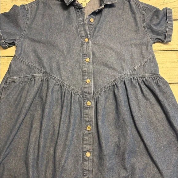 Terra & sky western country denim jean button down short sleeve dress. 0X  14W. - Picture 6 of 7